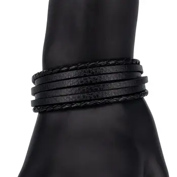 Leather bracelet (genuine leather, magnetic lock, black) 53328 
Leather bracelet (genuine leather, magnetic lock, black) 53328