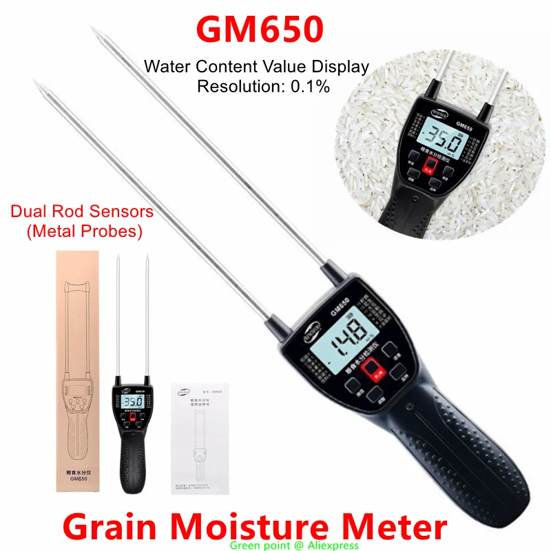 5PCS BENETECH Digital Grain Moisture Meter GM650 Deviation Adjustment Dual Rod Sensors Hygrometer Suitable For Food Processing
5PCS BENETECH Digital Grain Moisture Meter GM650 Deviation Adjustment Dual Rod Sensors Hygrometer Suitable For Food Processing