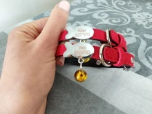 Collar de cuero personalizado para perros y gatos, placa con identificación para mascotas pequeñas