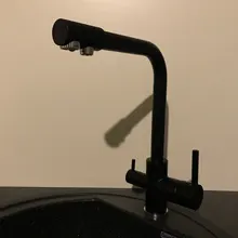 Grifo con filtro de cocina Balck con Dot latón purificador grifo doble pulverizador agua potable grifo recipiente fregadero mezclador grifo Torneira