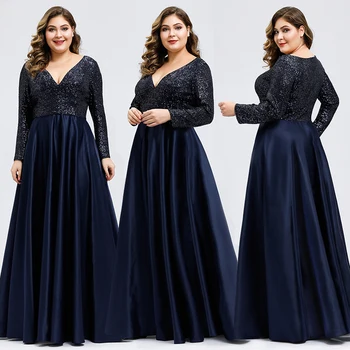 A-line Plus Size Evening Dress Long Sleeves Deep V-neck Floor-length Shinny Satin Dress for Party
A-line Plus Size Evening Dress Long Sleeves Deep V-neck Floor-length Shinny Satin Dress for Party