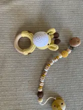 Mordedor de madera para bebé, sonajero de jirafa de ganchillo, sin BPA juguete, sonajero de madera para roedores, gimnasio móvil, juguetes educativos con logotipo personalizado, 1 ud.