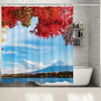 Shower Curtain Snow Capped Mount Fuji View from Kawaguchi Lakeside Maple Trees Autumn Sunny Day Scenery Blue Green Red
Shower Curtain Snow Capped Mount Fuji View from Kawaguchi Lakeside Maple Trees Autumn Sunny Day Scenery Blue Green Red