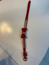 Pet lazo de diamantes de imitación nudo Collar de perro gato Bling suave lindo Collar de la Collar de cuero para mascotas perro suministros