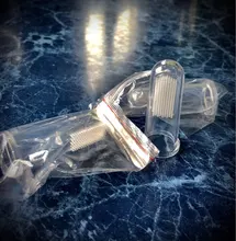 Cepillo de dientes con caja para dedos de bebé, cepillo de limpieza de goma suave de silicona para niños, masaje transparente, cuidado Dental