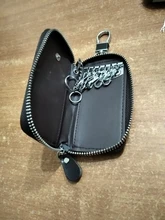 LLavero de cuero dividido de vaca para hombre y mujer, bolsa organizadora para llaves de coche, billetera pequeña multifuncional, Mini monedero