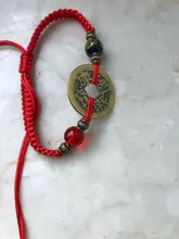 Budista de 6 palabras, moneda antigua, Kabbalah, pulseras de hilo rojo, protección de la suerte, R7RF