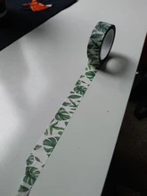 Cinta adhesiva decorativa de hojas verdes, cinta de papel Washi bonita de 15mm X 10m para álbum de recortes, suministros para escuela y oficina