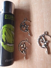 30 Uds Charms Hada Ángel Luna estrella 25x14mm hecho a mano Fabricación de colgantes fit,Vintage TibetanBronze,DIY para collar