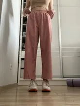HOUZHOU-pantalones de pana de pierna ancha para mujer, pantalón de estilo coreano, suave, color rosa, de talla grande, negro, para primavera, 2021