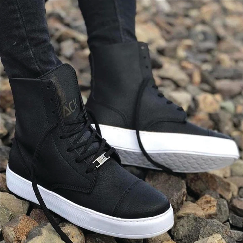 Knack Spor Bot 022 Siyah (Beyaz Taban) Yeni Model Man New Bots Reasonable Price And Men's Shoes Sport Stylish Design |