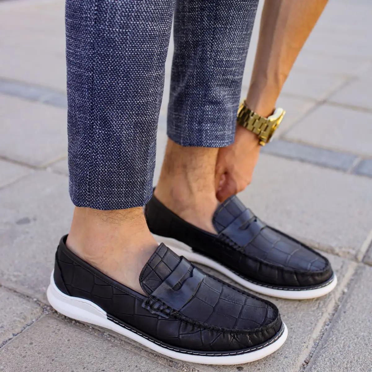 Genuine Leather Black Navy Dark Brown Crocodile Patterned Loafers Men's Shoes White Sole Loafers New Season Handmade in Turkey
Genuine Leather Black Navy Dark Brown Crocodile Patterned Loafers Men's Shoes White Sole Loafers New Season Handmade in Turkey