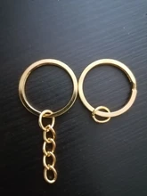 20 unids/lote llavero Chapado en 6 colores 50mm largo partido redonda llaveros al por mayor