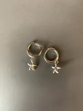 ANENJERY-pendientes de plata de ley 925 con forma de estrella de mar, joyería geométrica de oro y plata, S-E1388 al por mayor