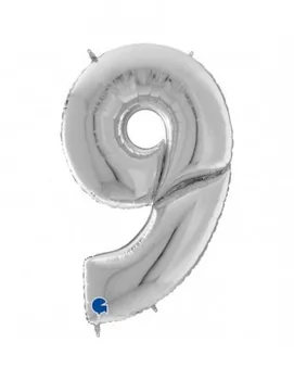 Balloon Number 9 Silver 162cm 
Balloon Number 9 Silver 162cm