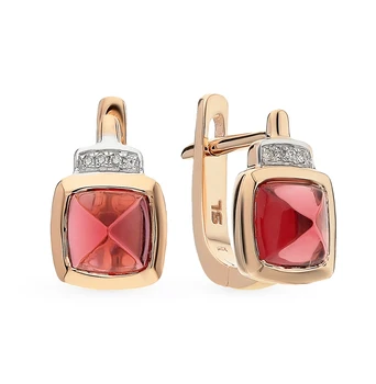 Gold earrings with garnet and diamonds sunlight sample 585
Gold earrings with garnet and diamonds sunlight sample 585