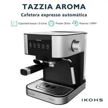 TAZZIA AROMA - Cafetera Expresso Automática Digital, Ikohs, Potencia 1100 W, Presión 20 Bar, Capacidad 1500 ml, Peso 3.5 Kg,
TAZZIA AROMA - Cafetera Expresso Automática Digital, Ikohs, Potencia 1100 W, Presión 20 Bar, Capacidad 1500 ml, Peso 3.5 Kg,