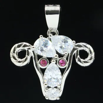 27x24mm Amazing Ram Shape Created White Sapphire Tourmaline Gift For Ladies Silver Pendant 
27x24mm Amazing Ram Shape Created White Sapphire Tourmaline Gift For Ladies Silver Pendant