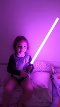 Jedi 80cm Mini sable láser RGB 7 cambio de colores LED espada mango de Metal pesado sonar el duelo dos en uno en Saber Cosplay Stage Props