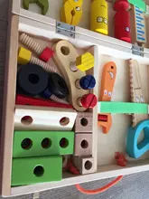 Caja de Herramientas de madera para niños, juego de simulación, Montessori educativo, tuerca, tornillo de desmontaje, herramienta de carpintero de reparación