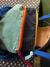 De moda a cuadros cosmética bolsa de algodón Mujer neceseres de viaje para maquillaje cremallera Japón estilo mujer, neceser, bolsa de lavado 2020 nuevo