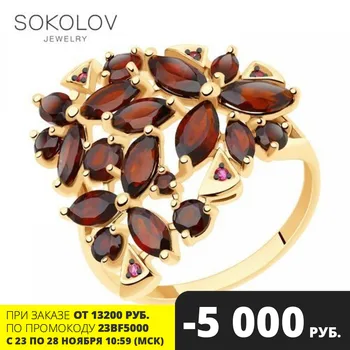 Sokolov ring in Gold with grenades and corundum, fashion jewelry, gold, 585, women's male
Sokolov ring in Gold with grenades and corundum, fashion jewelry, gold, 585, women's male