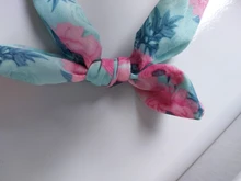 Mamá y bebé diadema de la hija de la madre diademas de chica Floral Corbata con impresión nudo diadema de Orejas de conejo, accesorios de pelo