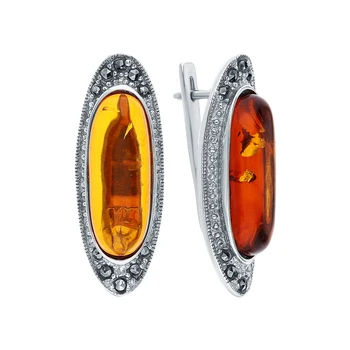 Silver earrings with marcasites and amber sunlight sample 925 test
Silver earrings with marcasites and amber sunlight sample 925 test