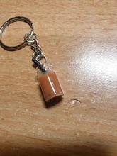 Llaveros de perla artesanal a la moda para hombre y mujer, llaveros colgantes de aleación, taza de café o té