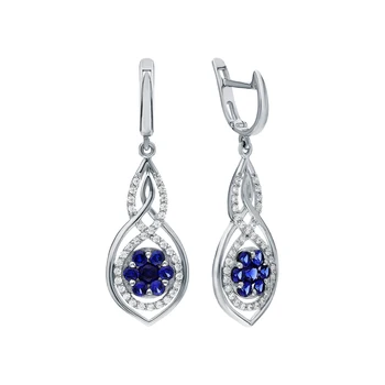 Silver earrings with corundum and cubic zirconia sunlight sample 925 
Silver earrings with corundum and cubic zirconia sunlight sample 925