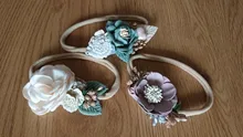 3 estilos recién nacido encaje de perlas artificiales flor diadema para bebé niñas hecha a mano de Nylon cintas elásticas para el cabello diadema bebé niño