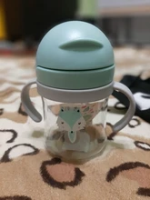 Taza de bebida de 300ml para niños, vaso de paja con diseño de dibujos animados para niños, resistente a caídas, botella de agua, Bola de aprendizaje azul