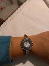 QINGXIYA-Reloj de lujo para mujer, pulsera de plata antigua con taladro de agua, joyería femenina, relojes de pulsera de cuarzo informales