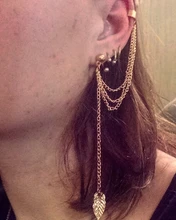 1 Uds Pendientes de joyería de moda personalidad Metal Clip de oreja Pendientes de borlas de hojas para el regalo de las mujeres Pendientes de oreja atrapado en esposas.