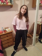 Pantalones Cargo Punk con bolsillos para mujer, Jogger con cadena, Emo-gotico, Harajuku, cintura elástica, estilo de calle, pantalones de chica de Harem