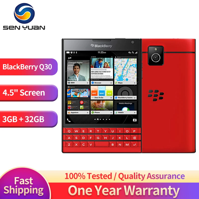 

Original BlackBerry Passport 4G LTE Mobile Phone Unlocked 4.5'' BlackBerry Q30 OS CellPhone Quad Core 3GB+32GB 13MP SmartPhone