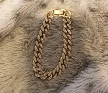 Tobillera de cadena de Metal gruesa para hombre y mujer, pulsera con diamantes de imitación, Color dorado y plateado, para pie cubano, joyería Punk Hip Hop Rock