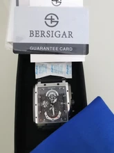 Rectangular relojes para hombres BERSIGAR hombre reloj en forma de barril Tipo de cuarzo moda de lujo impermeable de los deportes de cronógrafo correa de silicona