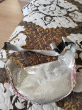 Riñonera con estampado de lentejuelas para mujer, bolso de cintura con dibujos animados y purpurina para teléfono