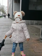 Gorros de moda para niños y niñas, gorros de punto sólidos, gorros gruesos de Bola de Pelo, sombrero cálido de invierno, 2020
