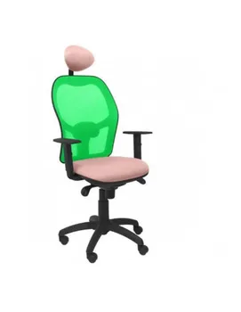 CHAIR WITH BACKREST MESH GREEN FABRIC BALI PALE PINK COLOR, WITH HEADBOARD