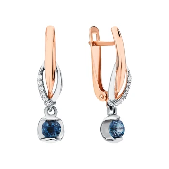 Gold earrings with Topaz synthetic sunlight sample 585 
Gold earrings with Topaz synthetic sunlight sample 585