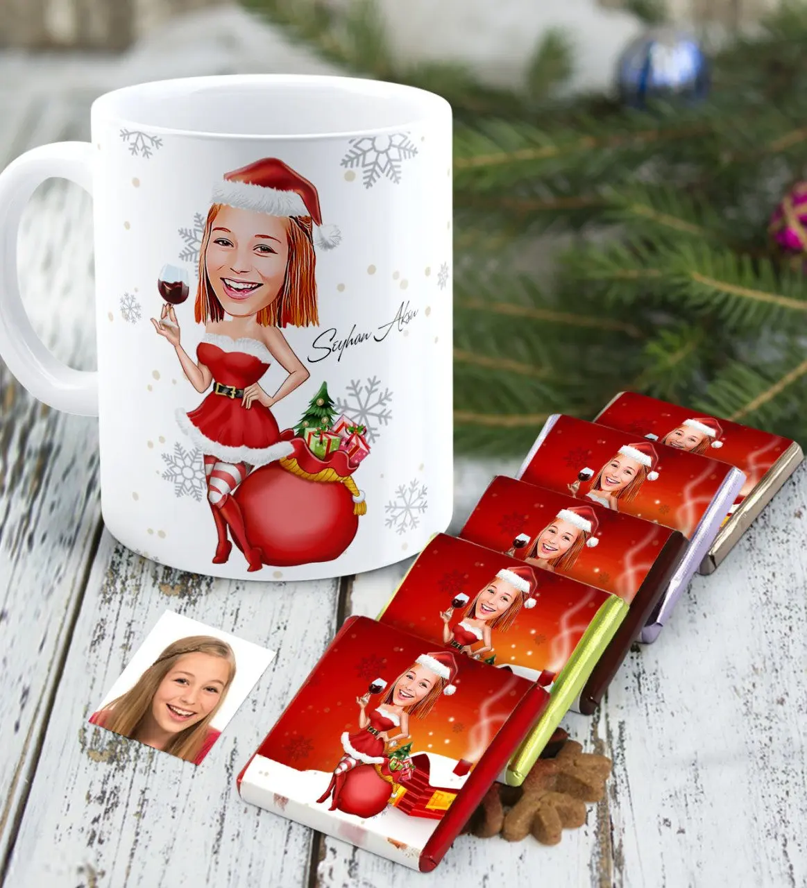 Personalized Christmas Themed Lady Caricature Of mug And Melody If You Would Chocolate set-1
Personalized Christmas Themed Lady Caricature Of mug And Melody If You Would Chocolate set-1