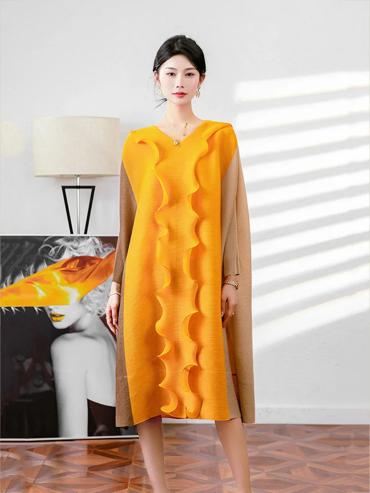 Women Pleated Dress Ruffles Color Block V Neck Batwing Sleeve Loose Dresses Casual Style 2022 New Spring Fashion
Women Pleated Dress Ruffles Color Block V Neck Batwing Sleeve Loose Dresses Casual Style 2022 New Spring Fashion