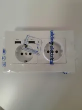 SRAN-enchufe eléctrico de pared con conexión a tierra, indicador LED oculto, enchufe doble con usb, 146x86mm