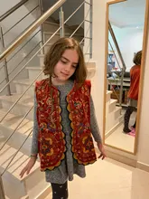 Velvet Coat Tops Embroidery Sequins Streetwear Women Fashion Sleeveless National-Style