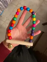 Wooden Parrot Swing Toy Bird Cage Accessories Bird Stand Rack Hanging Perch For Bird Parrot Swing Toy with Colorful Beads Bells