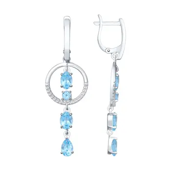 Sokolov silver drop earrings with stones with Topaz and cubic zirconia, fashion jewelry, 925, women's male, long earrings
Sokolov silver drop earrings with stones with Topaz and cubic zirconia, fashion jewelry, 925, women's male, long earrings