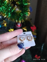 GRACE JUN-pendientes de piedra de Color dorado para mujer, aretes sin perforaciones, con Clip geométrico, joyería 2019