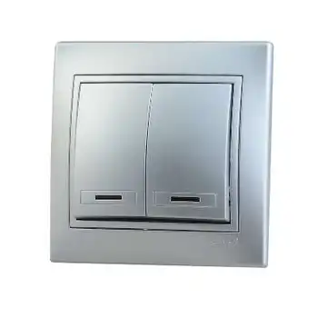 Switch 2-cl. SP World 10A IP20 with illumination metal. Ser. Lezard 701-1010-112
Switch 2-cl. SP World 10A IP20 with illumination metal. Ser. Lezard 701-1010-112
